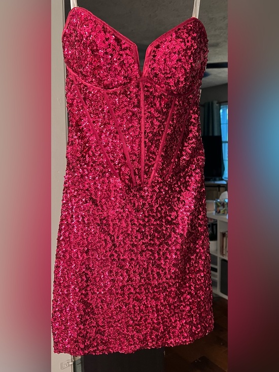 Jovani Dresses & Skirts - NWT Jovani 25957 Raspberry Sequin Strapless Corset Mini Dress Size 6 Prom HOCO
